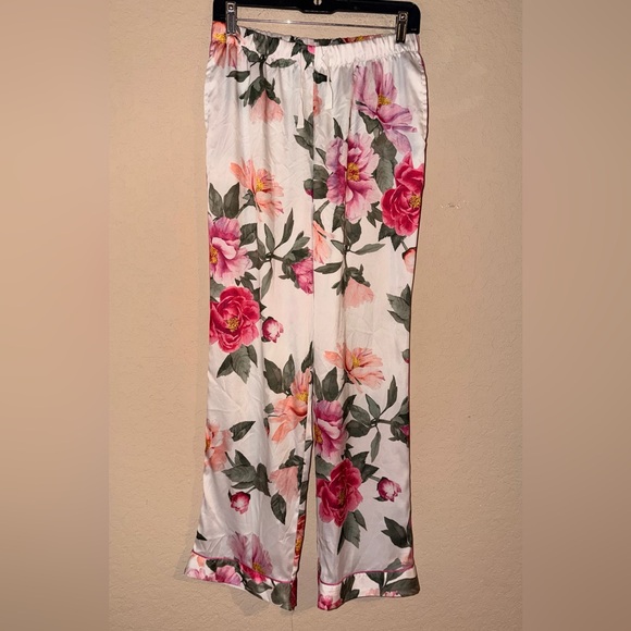 Victoria's Secret Other - Victoria's Secret Floral Satin Pajama Pants - Pink and Green